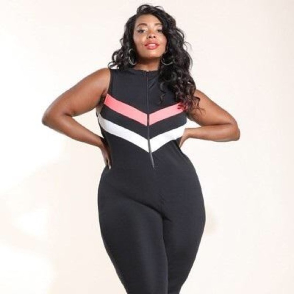 Sporty black jumpsuit/romper